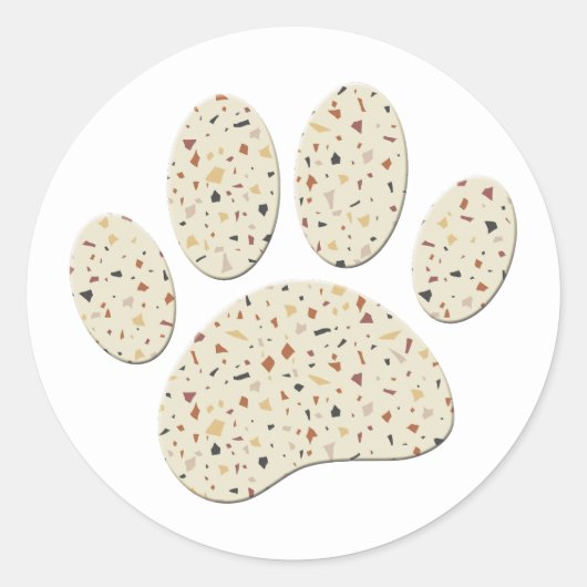 Sticker Rond Terrazzo Dog Pawprint Motif Art (Devant)