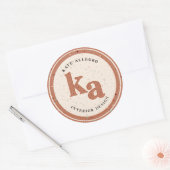 Sticker Rond Terrazzo moderne en Terracotta Initiales Logo pers (Enveloppe)