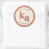 Sticker Rond Terrazzo moderne en Terracotta Initiales Logo pers (Sac)