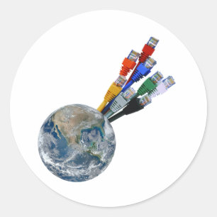 Sticker Rond Terre connectée au réseau Ethernet