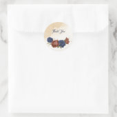 Sticker Rond terre cuite bleu marine floral vert (Sac)