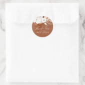 Sticker Rond Terre cuite et fleurs blanches Elegant Boho (Sac)