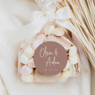 Sticker Rond Terre cuite   Mariage de script manuscrit moderne