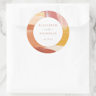 Sticker Rond Terre cuite Sunrise   Mariage Monogramme