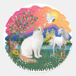 Sticker Rond Terre de Fantaisie (ff) - chat Turc de Van
