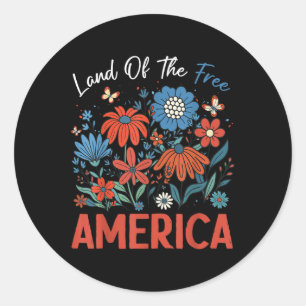 Sticker Rond Terre De La Liberté En Raison Du Brave Boho Floral