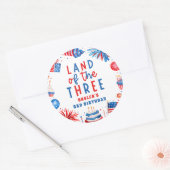Sticker Rond Terre Des Trois 4 juillet 3e Fête D'Anniversaire (Enveloppe)