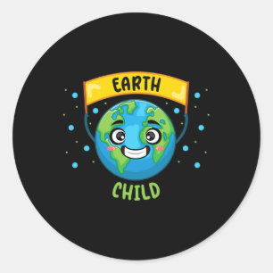 Sticker Rond Terre Enfant Sauver Planète Enseignant Science Cli