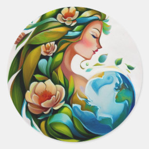 Sticker Rond Terre mère