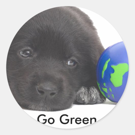 Sticker Rond Terre-Neuve Chiot Avec Terre (Devant)