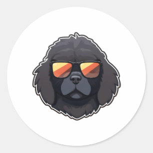 Sticker Rond Terre-Neuve en lunettes de soleil Cool T-shirt cla