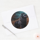Sticker Rond Terre-Neuve Halloween Épouvantable (Enveloppe)