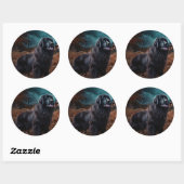 Sticker Rond Terre-Neuve Halloween Épouvantable (Feuille)