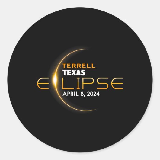 Sticker Rond Terrell Texas Total Solar Eclipse 2024 (Devant)