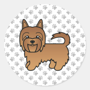 Sticker Rond Terrier Australien Rouge Chien de Dessin Animé Mig