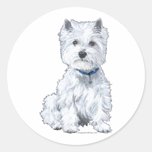 Sticker Rond Terrier Blanc de West Highland (Devant)