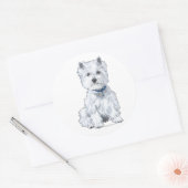 Sticker Rond Terrier Blanc de West Highland (Enveloppe)
