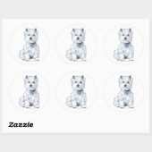 Sticker Rond Terrier Blanc de West Highland (Feuille)