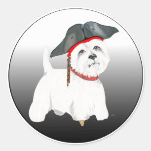 Sticker Rond Terrier blanc de West Highland Halloween