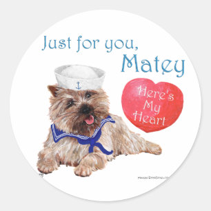 Sticker Rond Terrier Cairn de la Saint-Valentin