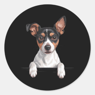 Sticker Rond Terrier Rat Mignon Rattie Fouineur Amoureux de Chi