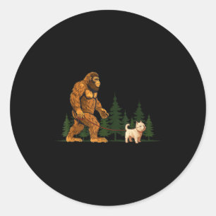 Sticker Rond Terrier West Highland White drôle Bigfoot D