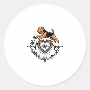 Sticker Rond Tervueren Airedale Terrier Chien qui saute Ligne c
