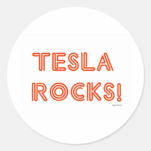 Sticker Rond Tesla Rocks !