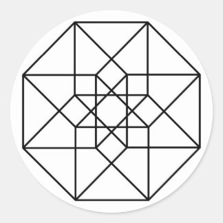 Sticker Rond Tesseract (contour noir)