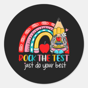 Sticker Rond Test amusant journée de test des enseignants Rainb