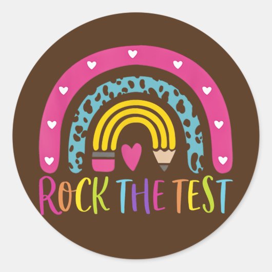 Sticker Rond Test Day Rock The Test Teacher Test Day (Devant)