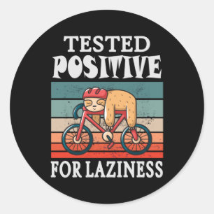 Sticker Rond Testé positif pour la paresse Sloth sur Vélo