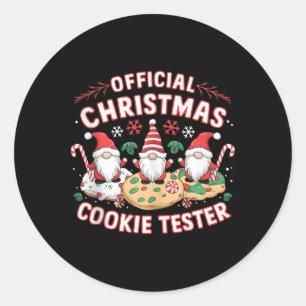 Sticker Rond Tester de Noël officiel Tester biscuit Xma
