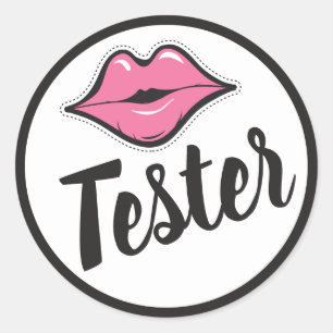 Sticker Rond TESTER Pink Kiss Lipstick & Beauty Distributeur