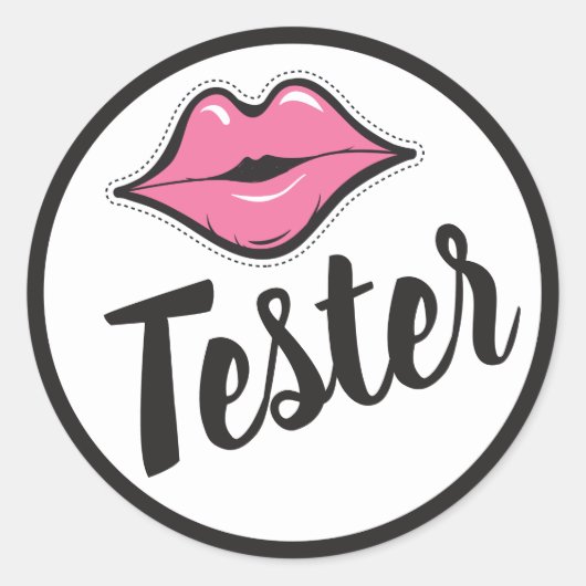 Sticker Rond TESTER Pink Kiss Lipstick & Beauty Distributeur (Devant)