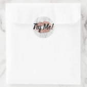 Sticker Rond Tester produit Essayez-moi Rose Gold Lips Marbre m (Sac)