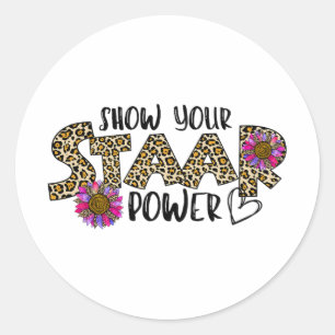 Sticker Rond Testez votre test d'examen d'enseignant Leopard Po