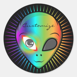 Sticker Rond Tête Alien clignotante Tonnerre_Cove