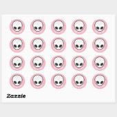 Sticker Rond Tête Alien Cute Pastel (Feuille)