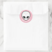 Sticker Rond Tête Alien Cute Pastel (Sac)
