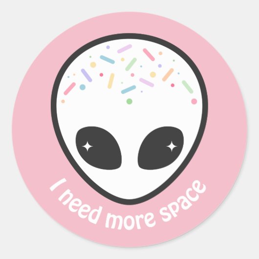 Sticker Rond Tête Alien Cute Pastel (Devant)