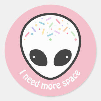 Sticker Rond Tête Alien Cute Pastel