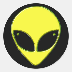 STICKER ROND TÊTE ALIEN GREEN CHROME