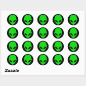 Sticker Rond Tête Alien verte (Feuille)