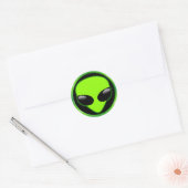 STICKER ROND TÊTE ALIEN VERTE (Enveloppe)