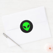 Sticker Rond Tête Alien verte (Enveloppe)