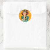 Sticker Rond Tête blanche en Pois (Sac)