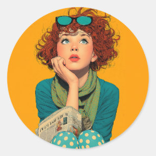 Sticker Rond Tête blanche en Pois