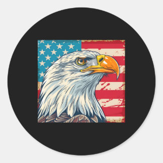 Sticker Rond Tête d'aigle Drapeau américain Drapeau américain