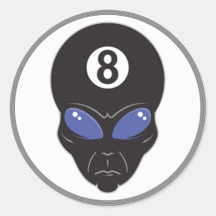 Sticker Rond tête d'alien boule huit